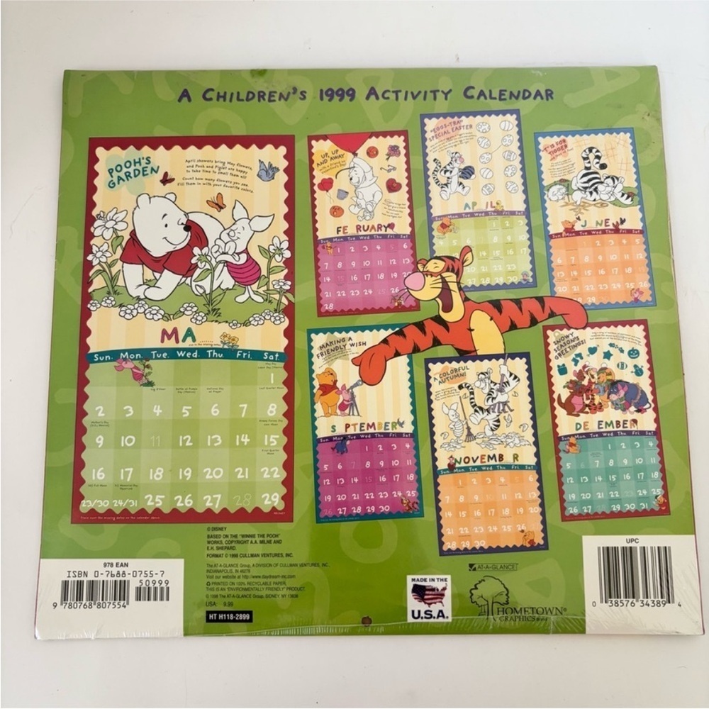 Vintage Disney Pooh Calendar Sealed 1999 Rare Collectible Classic Y2K Millennium - Picture 2 of 3